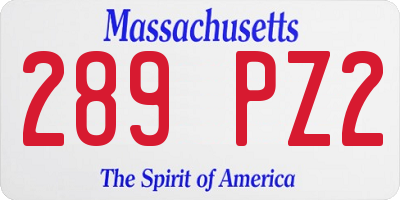 MA license plate 289PZ2