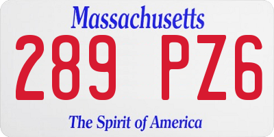 MA license plate 289PZ6