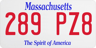 MA license plate 289PZ8