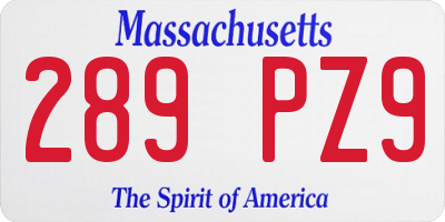 MA license plate 289PZ9