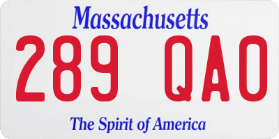 MA license plate 289QA0