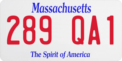MA license plate 289QA1