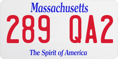 MA license plate 289QA2