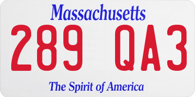 MA license plate 289QA3