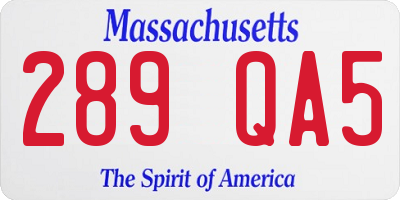 MA license plate 289QA5