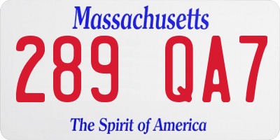 MA license plate 289QA7