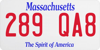 MA license plate 289QA8