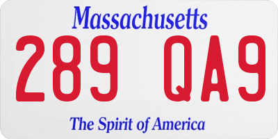 MA license plate 289QA9