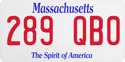 MA license plate 289QB0