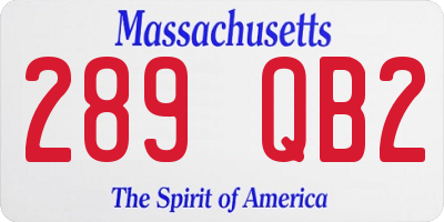 MA license plate 289QB2