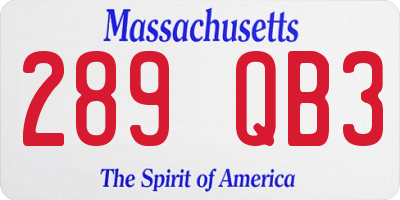 MA license plate 289QB3