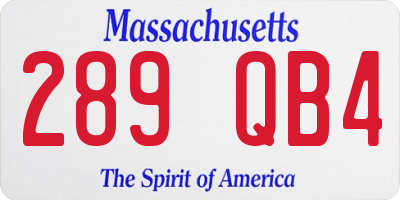 MA license plate 289QB4