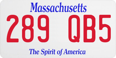MA license plate 289QB5