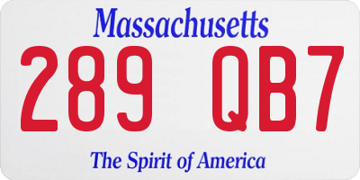 MA license plate 289QB7