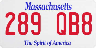 MA license plate 289QB8
