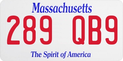 MA license plate 289QB9