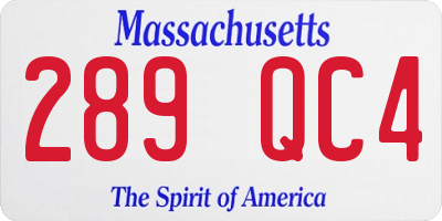 MA license plate 289QC4