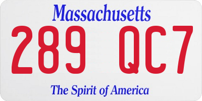 MA license plate 289QC7