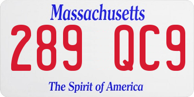 MA license plate 289QC9