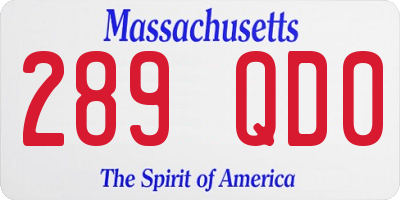 MA license plate 289QD0