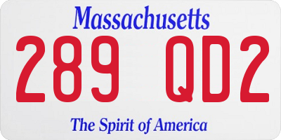 MA license plate 289QD2