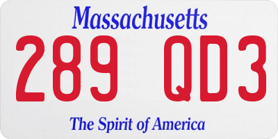 MA license plate 289QD3