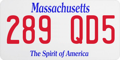 MA license plate 289QD5