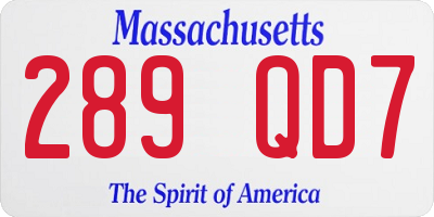 MA license plate 289QD7