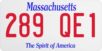 MA license plate 289QE1