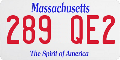 MA license plate 289QE2