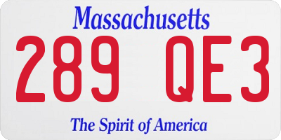 MA license plate 289QE3
