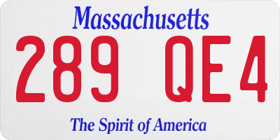 MA license plate 289QE4