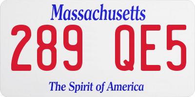 MA license plate 289QE5