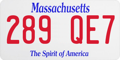MA license plate 289QE7