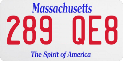 MA license plate 289QE8