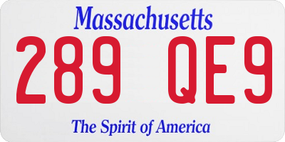 MA license plate 289QE9