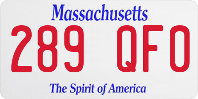 MA license plate 289QF0