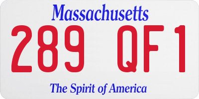 MA license plate 289QF1