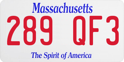 MA license plate 289QF3
