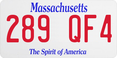 MA license plate 289QF4