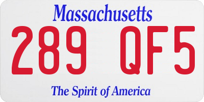 MA license plate 289QF5