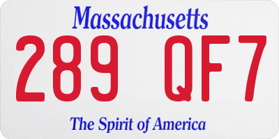 MA license plate 289QF7