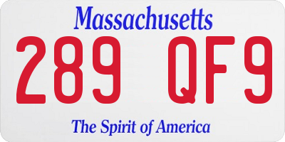 MA license plate 289QF9