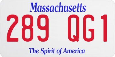 MA license plate 289QG1