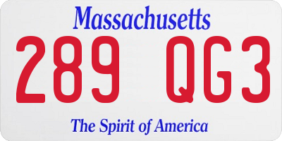 MA license plate 289QG3