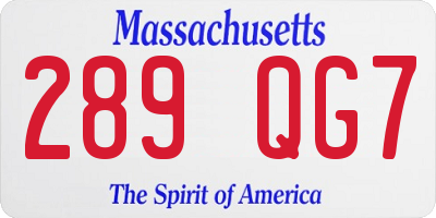 MA license plate 289QG7