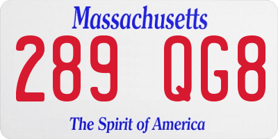 MA license plate 289QG8