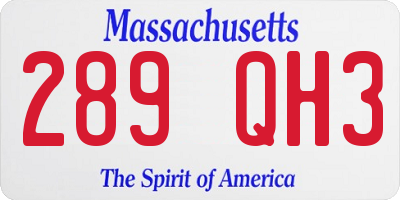 MA license plate 289QH3