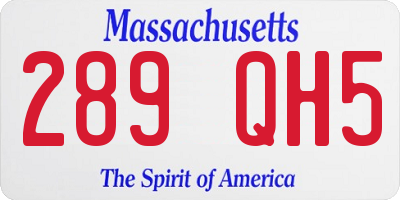 MA license plate 289QH5