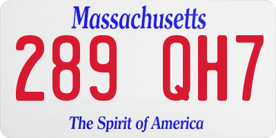 MA license plate 289QH7